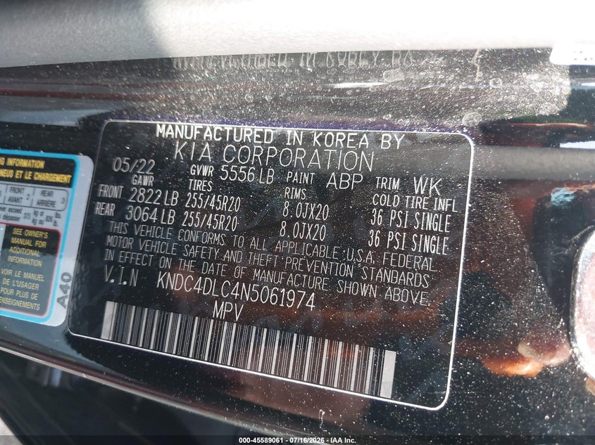 2022 Kia Ev6 Gt-Line VIN: KNDC4DLC4N5061974 Lot: 45589061