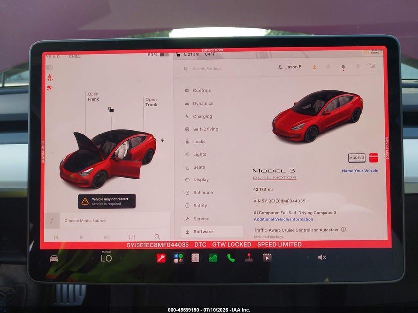 2021 TESLA MODEL 3 SEDAN ELECTRIC