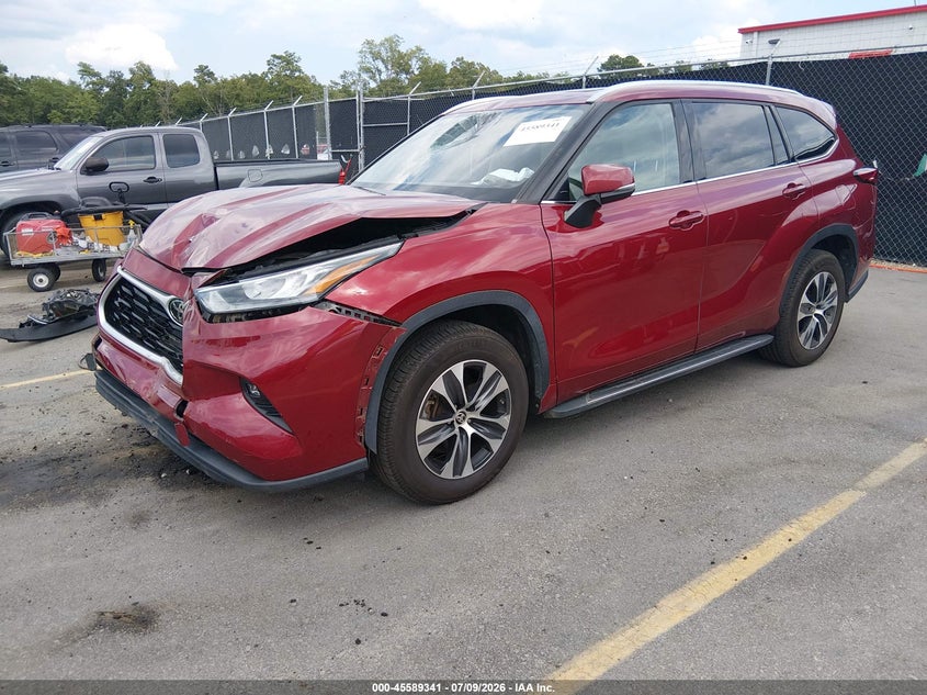 2020 Toyota Highlander, Удар спереду, IAAI, VIN 5TDGZRAH5LS023417 — фото 2