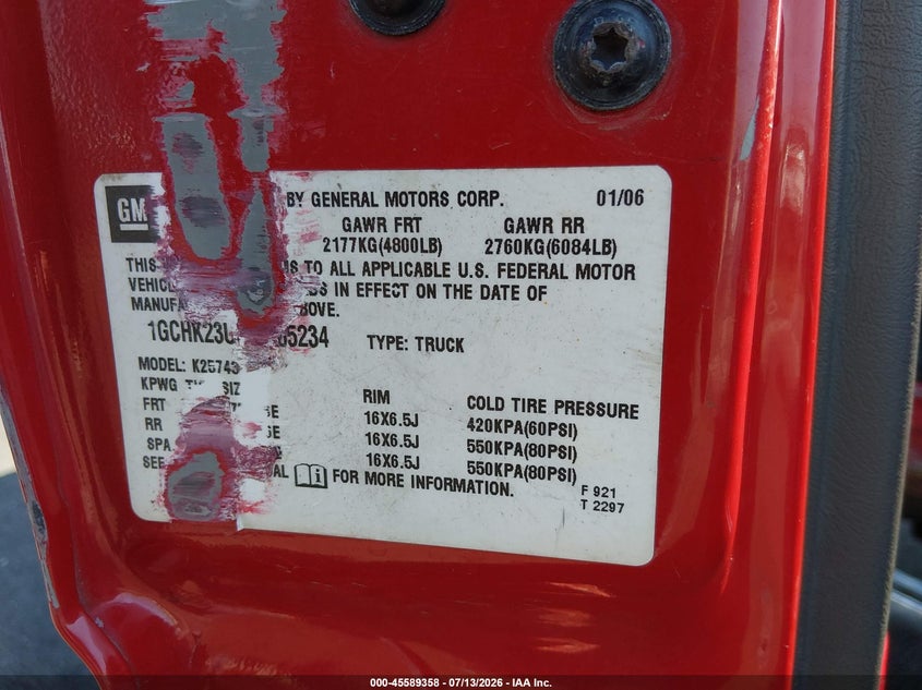 2006 Chevrolet Silverado 2500Hd Lt2 VIN: 1GCHK23U86F185234 Lot: 45589358