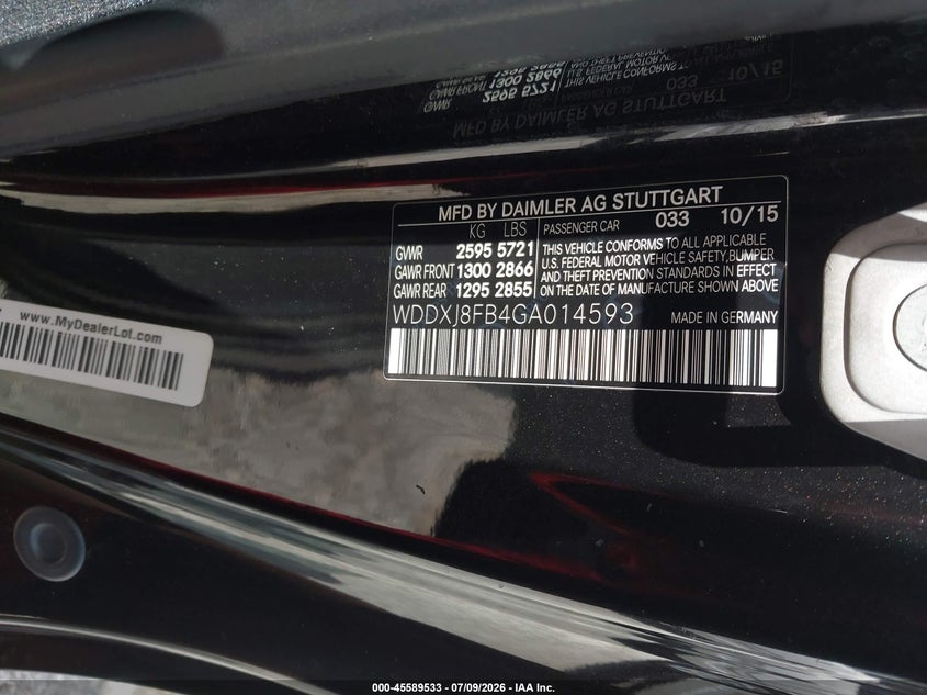 2016 Mercedes-Benz S 550 4Matic VIN: WDDXJ8FB4GA014593 Lot: 45589533