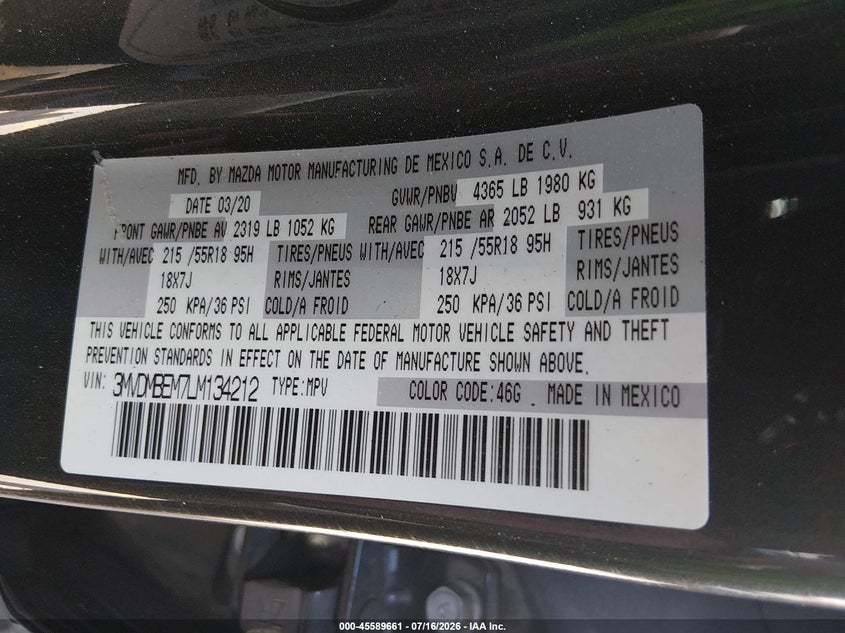 2020 Mazda Cx-30 Premium Package VIN: 3MVDMBEM7LM134212 Lot: 45589661