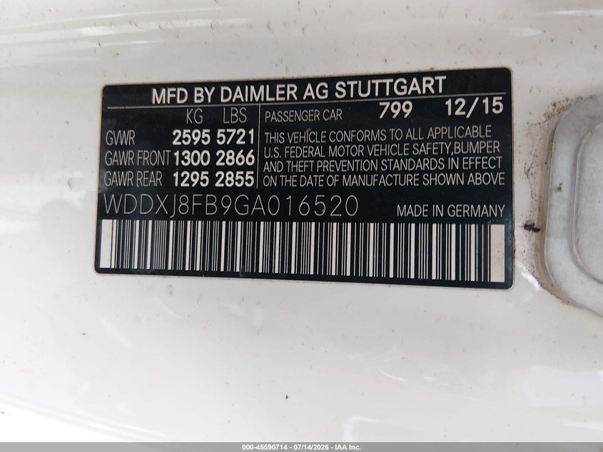 2016 Mercedes-Benz S 550 4Matic VIN: WDDXJ8FB9GA016520 Lot: 45590714
