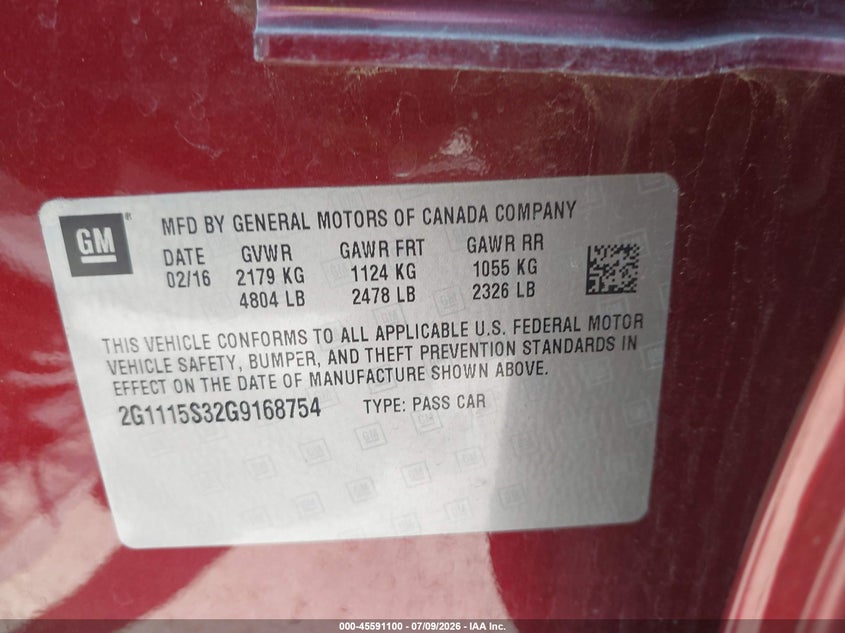 2016 CHEVROLET IMPALA 2LT · Фото 9