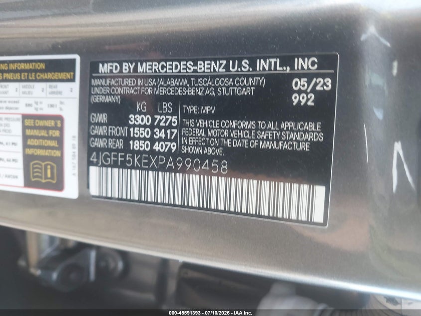 2023 Mercedes-Benz Gls 450 4Matic VIN: 4JGFF5KEXPA990458 Lot: 45591393