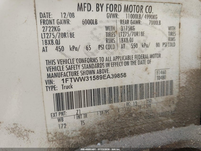 2009 FORD SUPER DUTY F-350 SRW auction photo 8