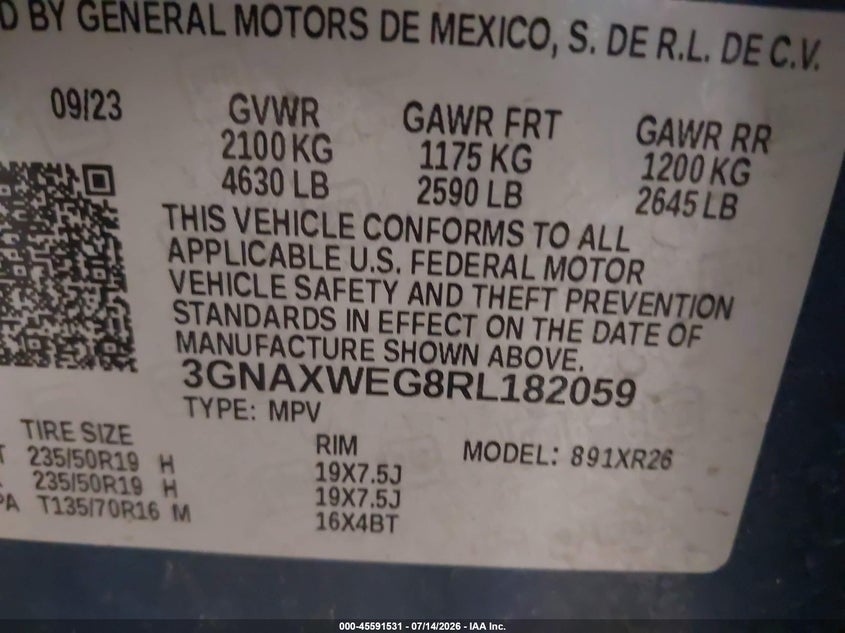 CHEVROLET EQUINOX 2024 VIN 3GNAXWEG8RL182059