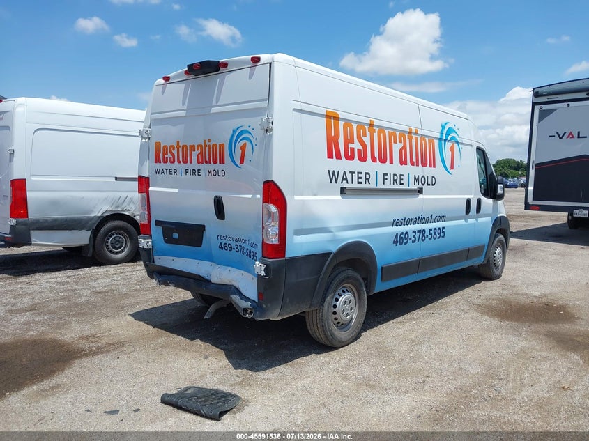 Vin: 3c6lrvdg0re120187, lot: 46089913, ram promaster 2500 tradesman high roof 159 wb w/pass seat 20244