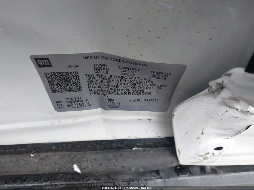 2025 Buick Encore Gx Sport Touring Fwd VIN: KL4AMDSL5SB036985 Lot: 45591763