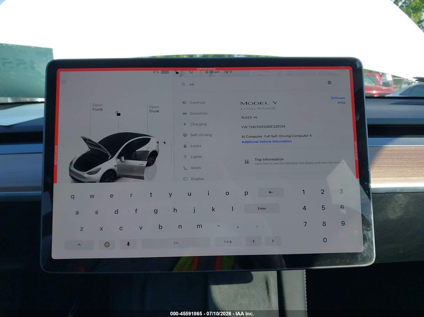 2025 TESLA MODEL Y auction photo 7