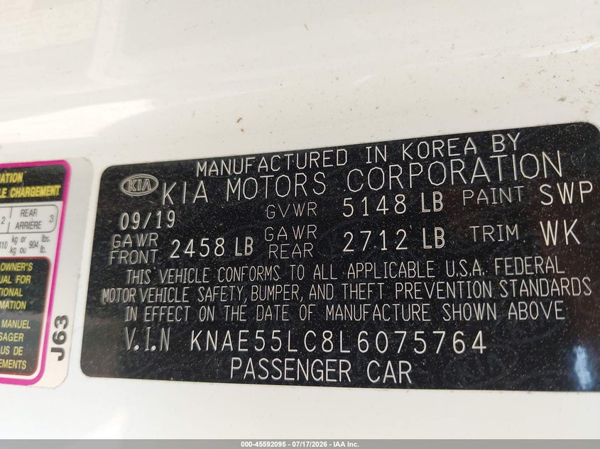 2020 Kia Stinger Gt2 VIN: KNAE55LC8L6075764 Lot: 45592095