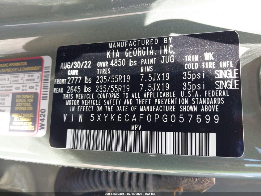 2023 Kia Sportage X-Line VIN: 5XYK6CAF0PG057699 Lot: 45592304