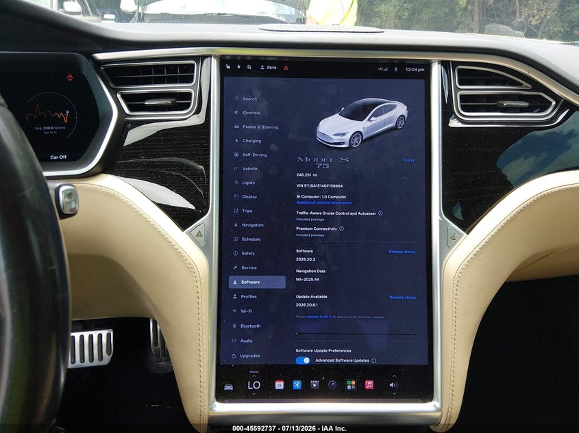 2016 Tesla Model S 60/70/75/85 VIN: 5YJSA1E14GF158964 Lot: 45592737