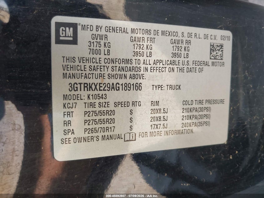 2010 GMC SIERRA TRUCK 6.2L V-8 VVT, 403HP