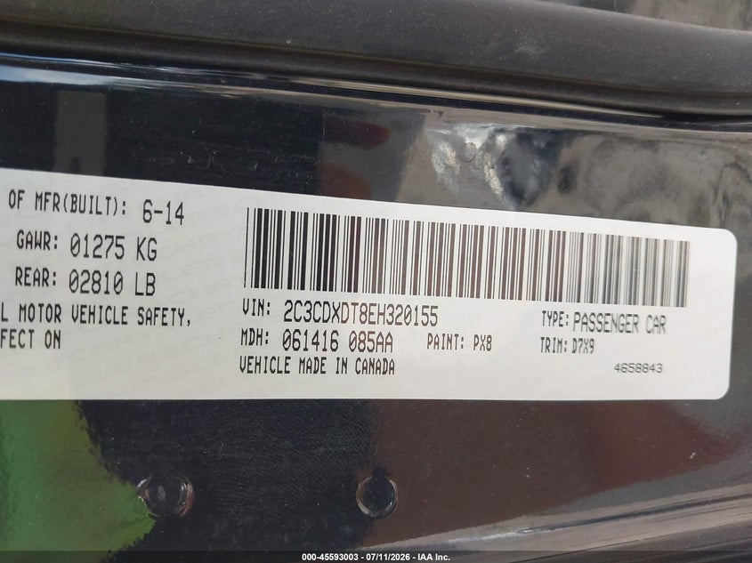 2014 DODGE CHARGER SEDAN 5.7L V-8 370HP