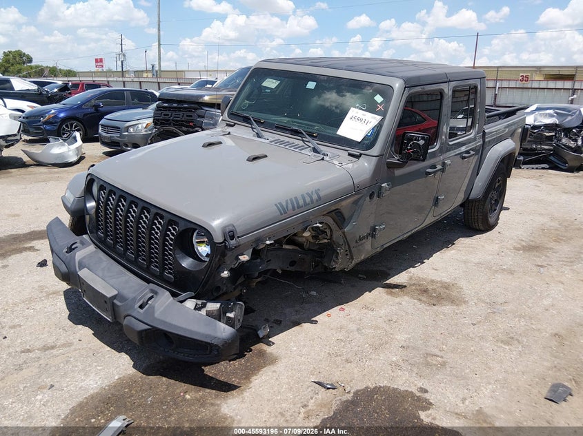 Vin: 1c6hjtag8ml592398, lot: 46091573, jeep gladiator willys 4x4 20212