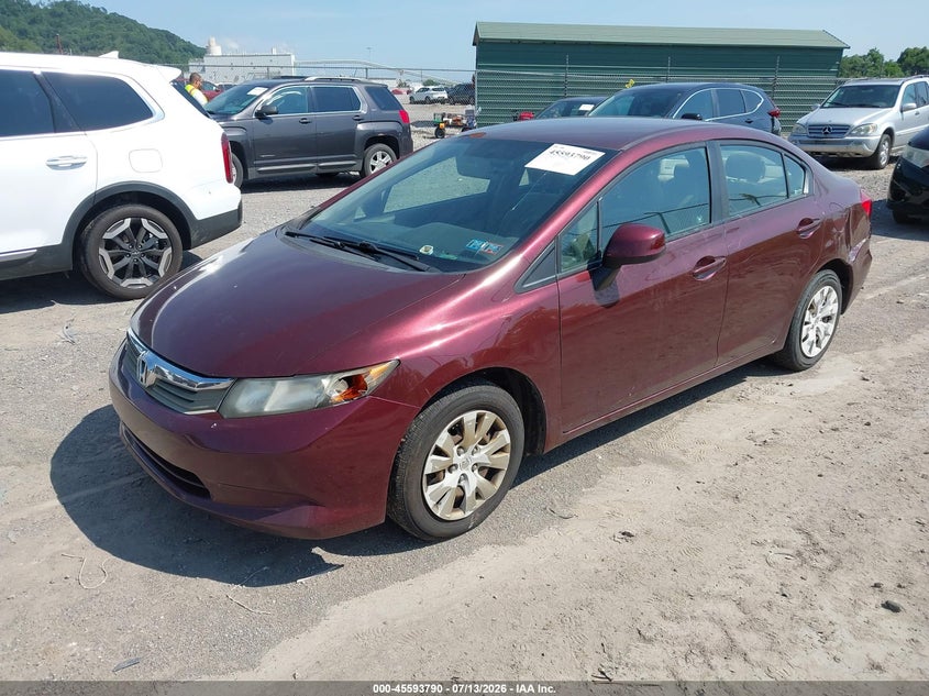 2012 Honda Civic, Левый зад, IAAI, VIN 19XFB2F56CE390374 — фото 2