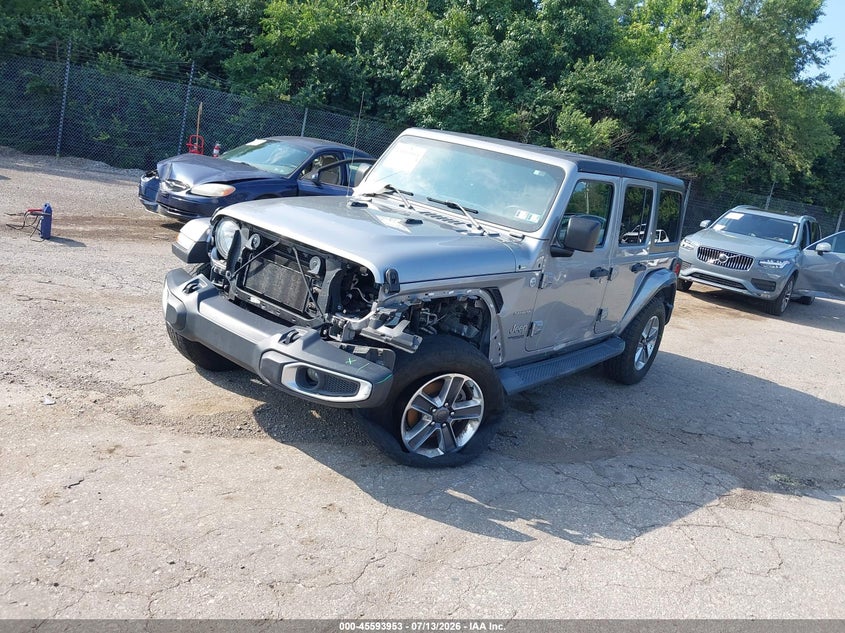 2020 Jeep Wrangler Unlimited Sahara 4X4, Левый бок, IAAI, VIN 1C4HJXEN6LW213856 — фото 2