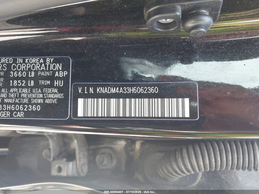 2017 KIA RIO SEDAN 1.6L I-4 DI, DOHC, VVT, 138HP