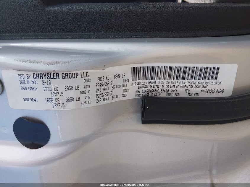 2010 Jeep Commander Sport VIN: 1J4RH4GK0AC157410 Lot: 45595396