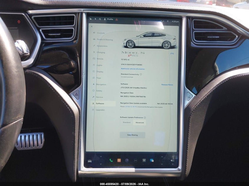 2014 Tesla Model S P85 VIN: 5YJSA1H12EFP34060 Lot: 45595420