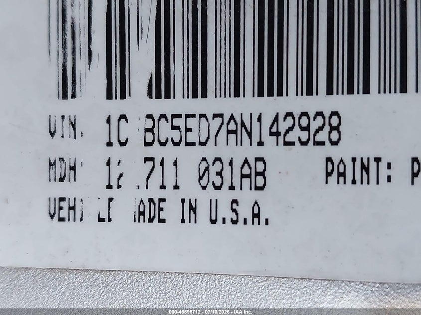 2010 Chrysler Sebring Touring VIN: 1C3BC5ED7AN142928 Lot: 45595712
