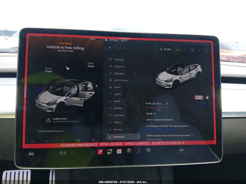 TESLA MODEL 3 2021 VIN 5YJ3E1ECXMF082933