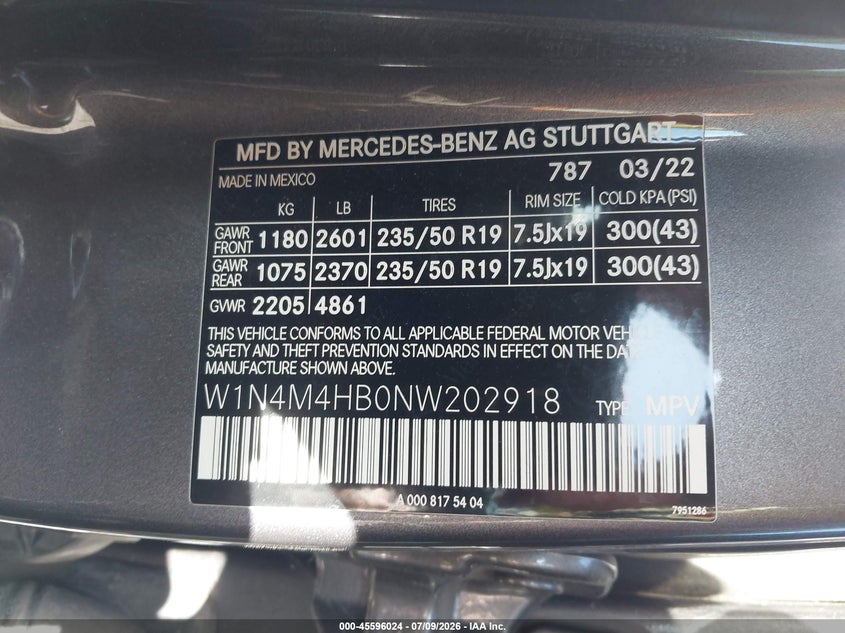 2022 Mercedes-Benz Glb 250 4Matic VIN: W1N4M4HB0NW202918 Lot: 45596024