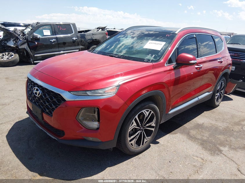 2019 Hyundai Santa Fe, Удар ззаду, IAAI, VIN 5NMS53AA6KH014846 — фото 2