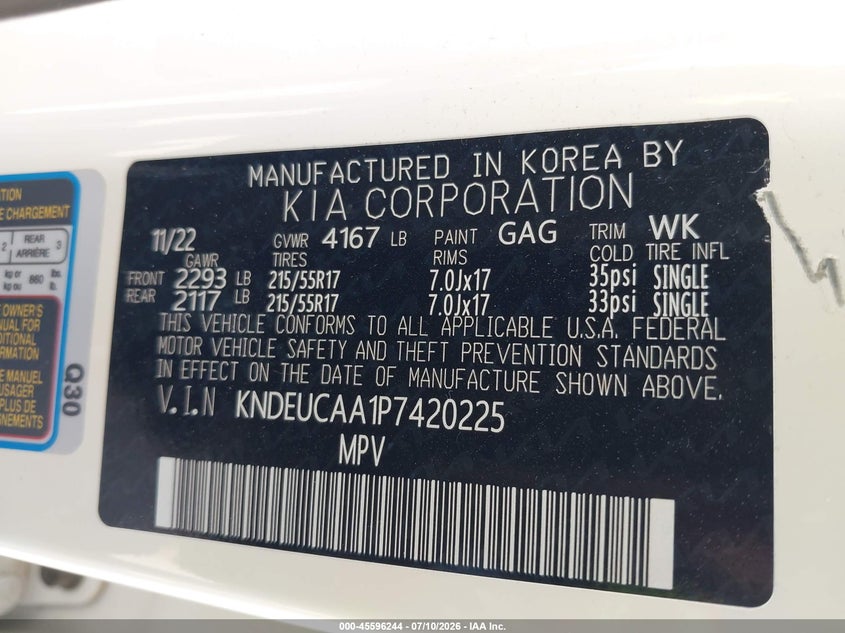 2023 Kia Seltos S VIN: KNDEUCAA1P7420225 Lot: 45596244