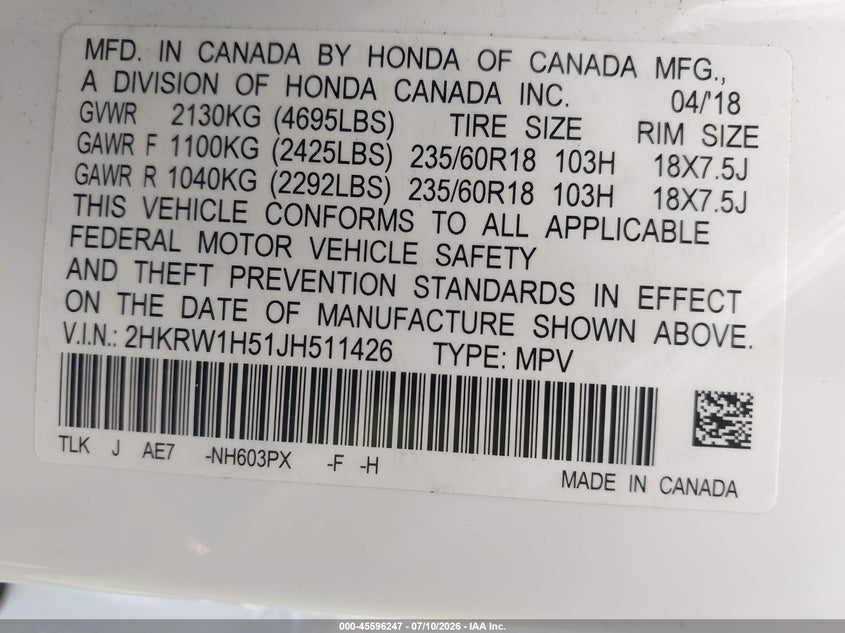 2018 HONDA CR-V EX — Photo 9