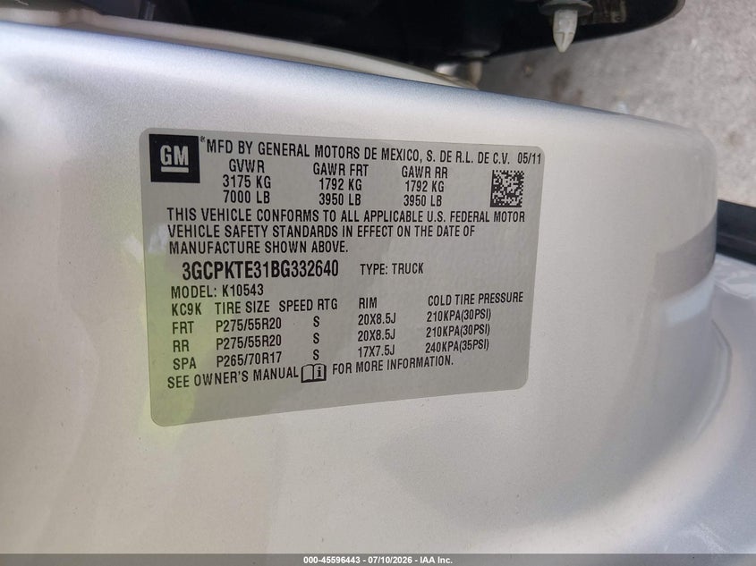 2011 CHEVROLET SILVERADO TRUCK 5.3L V-8 VVT, 315HP