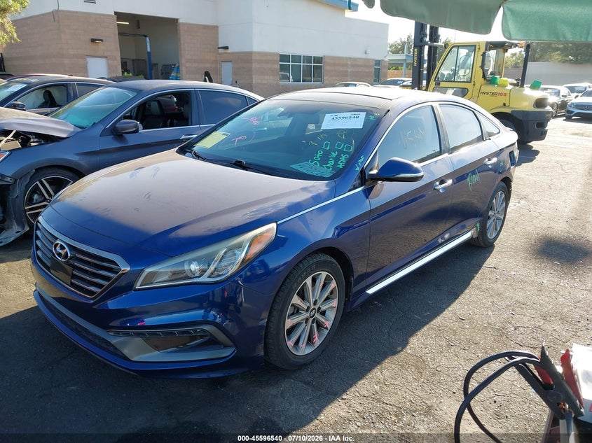 2016 Hyundai Sonata, Rear, IAAI, VIN 5NPE34AF8GH346365 — photo 2