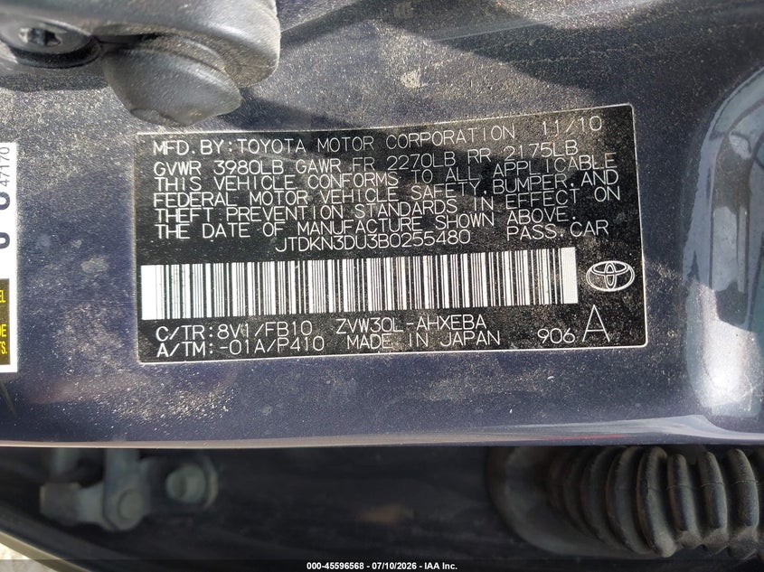 2011 TOYOTA PRIUS HATCHBACK 1.8L I-4 DOHC, VVT, 98HP