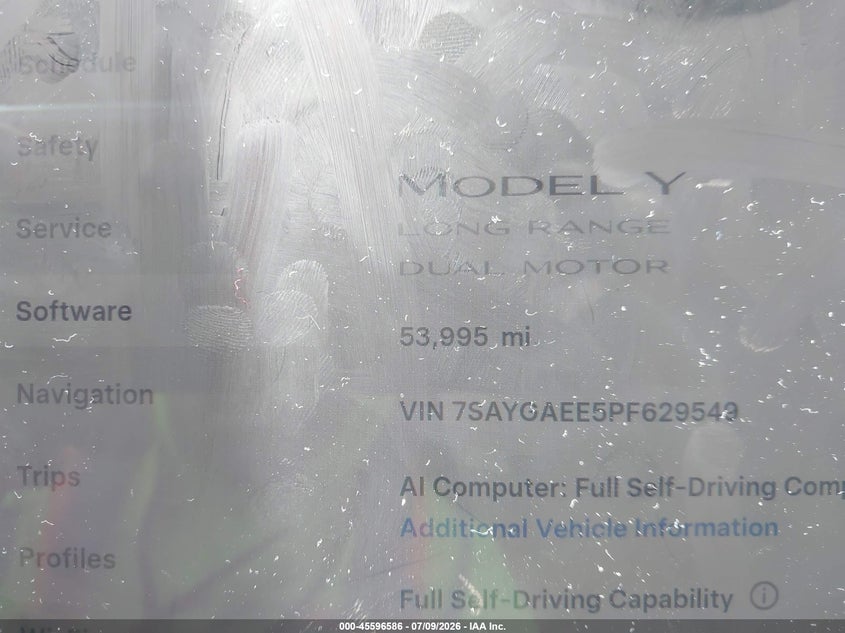 2023 Tesla Model Y Awd/Long Range Dual Motor All-Wheel Drive VIN: 7SAYGAEE5PF629549 Lot: 45596586