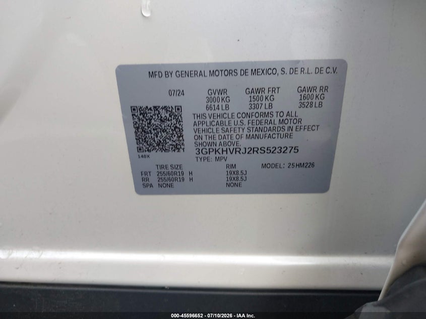 2024 Honda Prologue Ex VIN: 3GPKHVRJ2RS523275 Lot: 45596652