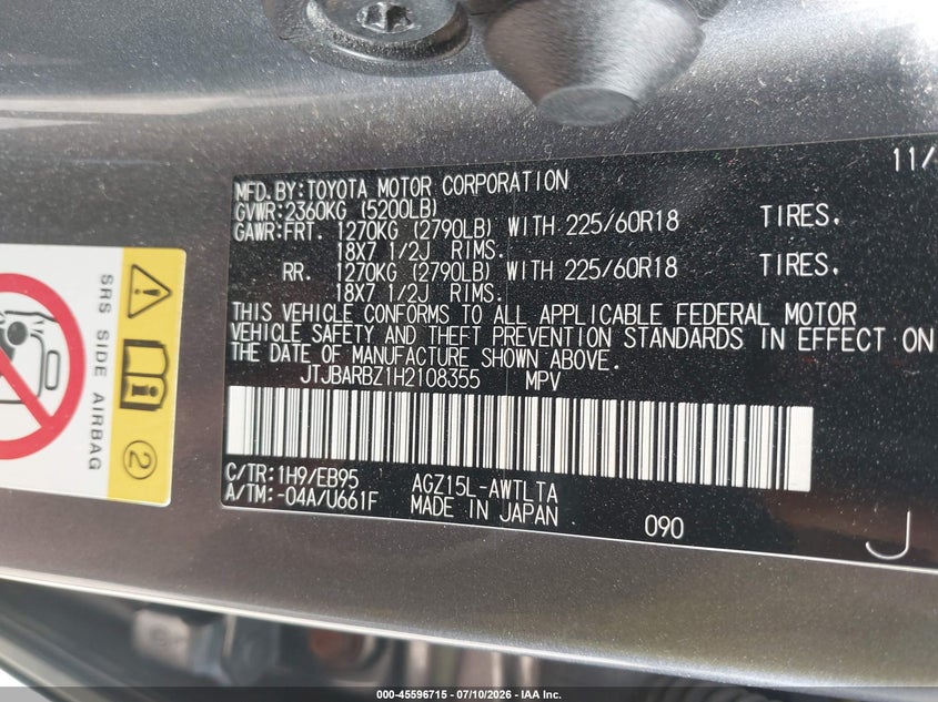 2017 Lexus Nx 200T F Sport VIN: JTJBARBZ1H2108355 Lot: 45596715