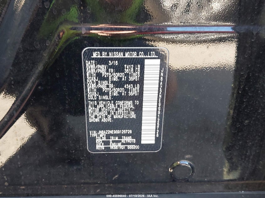 2016 Infiniti Qx80 Limited VIN: JN8AZ2NE9G9125728 Lot: 45596840