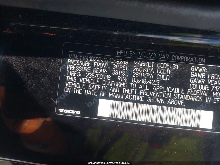 2016 Volvo Xc90 T5 Momentum VIN: YV4102XK1G1059289 Lot: 45597153