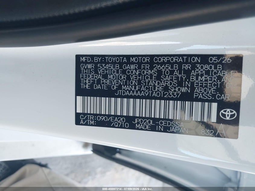2026 TOYOTA MIRAI SEDAN ELECTRIC