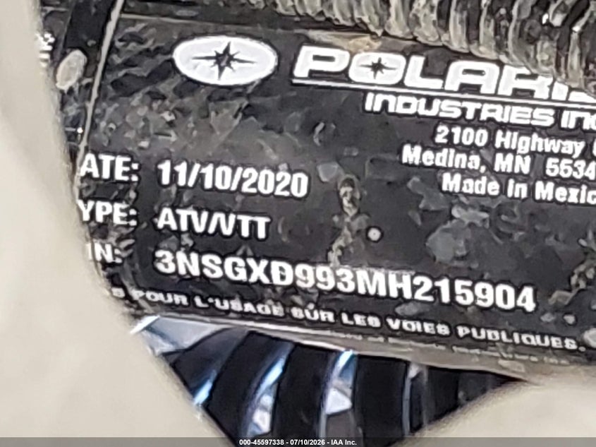 2021 Polaris General Xp 1000 Deluxe VIN: 3NSGXD993MH215904 Lot: 45597338