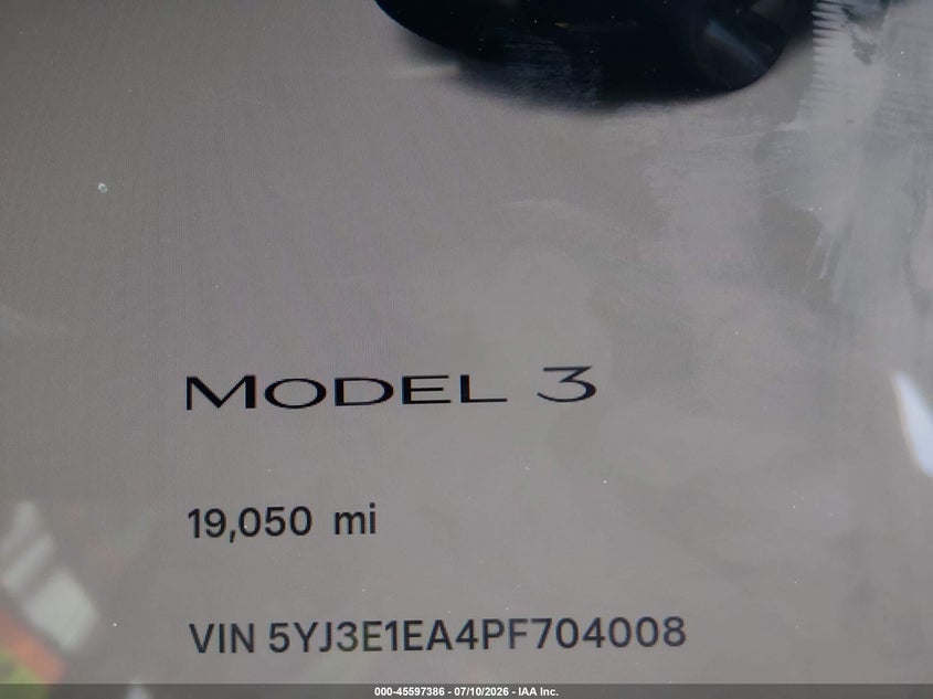 TESLA MODEL 3 2023 VIN 5YJ3E1EA4PF704008