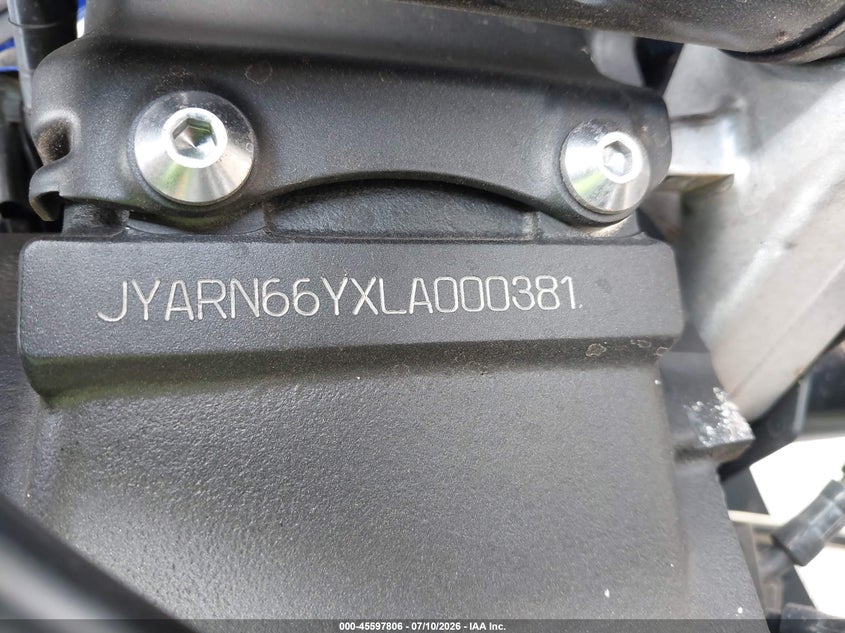 2020 Yamaha Yzfr1 VIN: JYARN66YXLA000381 Lot: 45597806