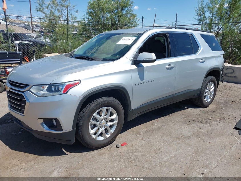 2021 Chevrolet Traverse Fwd Lt Cloth, Rear, IAAI, VIN 1GNERGKW1MJ268990 — photo 2