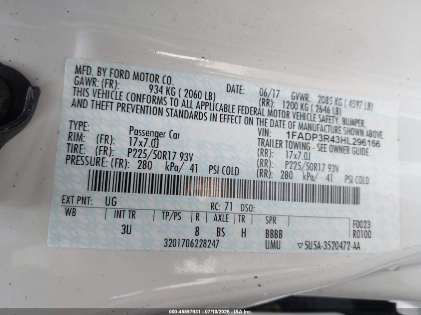 2017 FORD FOCUS ELECTRIC auction photo 8