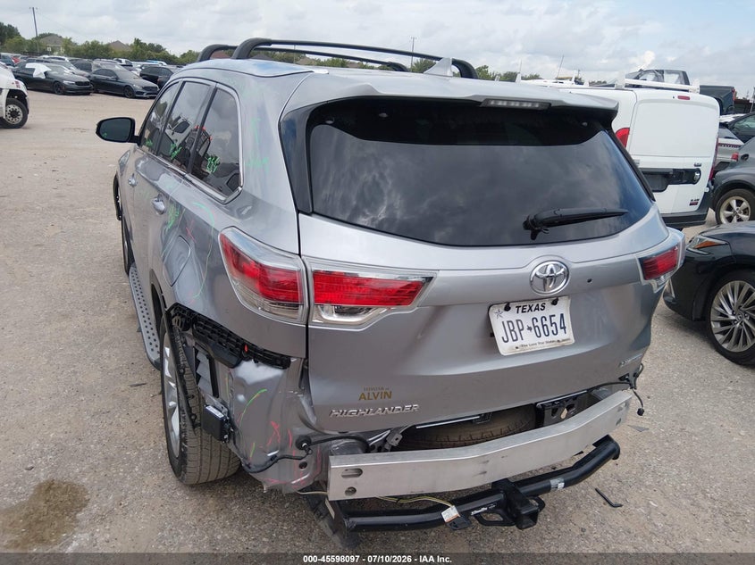 Vin: 5tdykrfh5gs180825, lot: 46096475, toyota highlander limited v6 20163