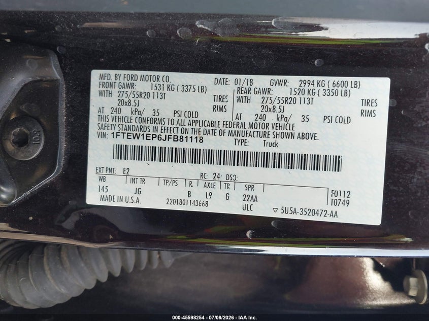 2018 FORD F-150 TRUCK 2.7L V6 FI DOHC 24V NF4