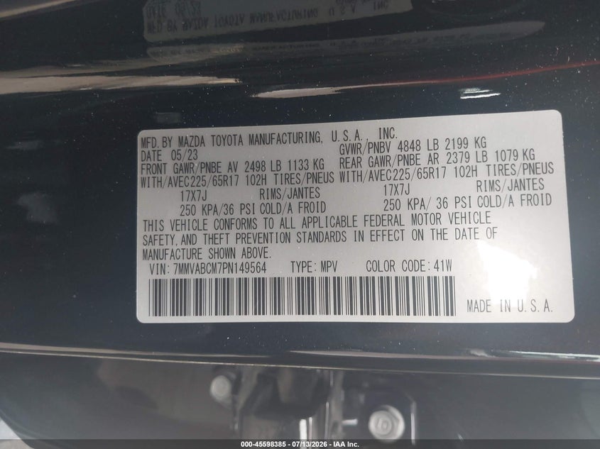 2023 MAZDA CX-50 SPORT UTILITY VEHICLE 2.5L I-4 DI, DOHC, VVT, 187HP