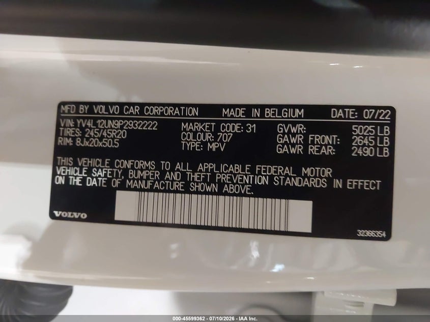 2023 Volvo Xc40 B5 Plus Bright Theme VIN: YV4L12UN9P2932222 Lot: 45599362