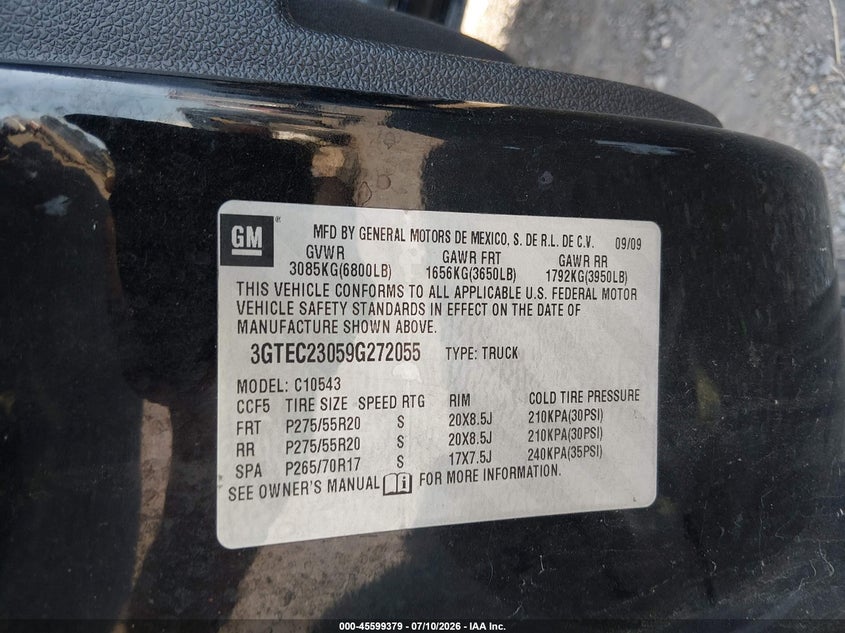 2009 GMC SIERRA TRUCK 5.3L V-8 315HP